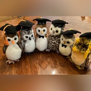 Lot of 6 graduation owls Ty Beanie Babies. Pet free and smoke free home.